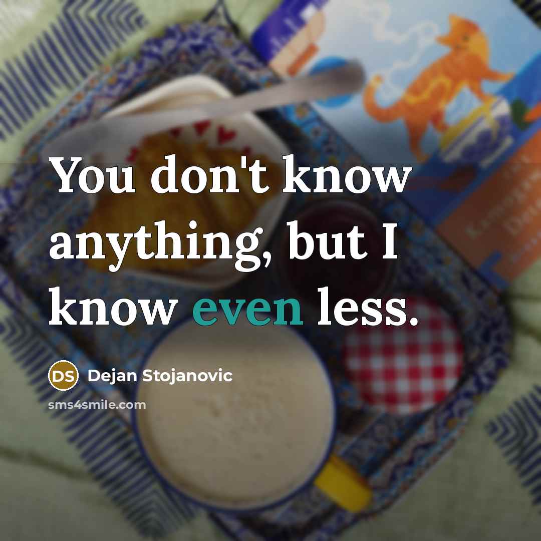 “You don't know anything, but I know even less.…” quote by Dejan Stojanovic