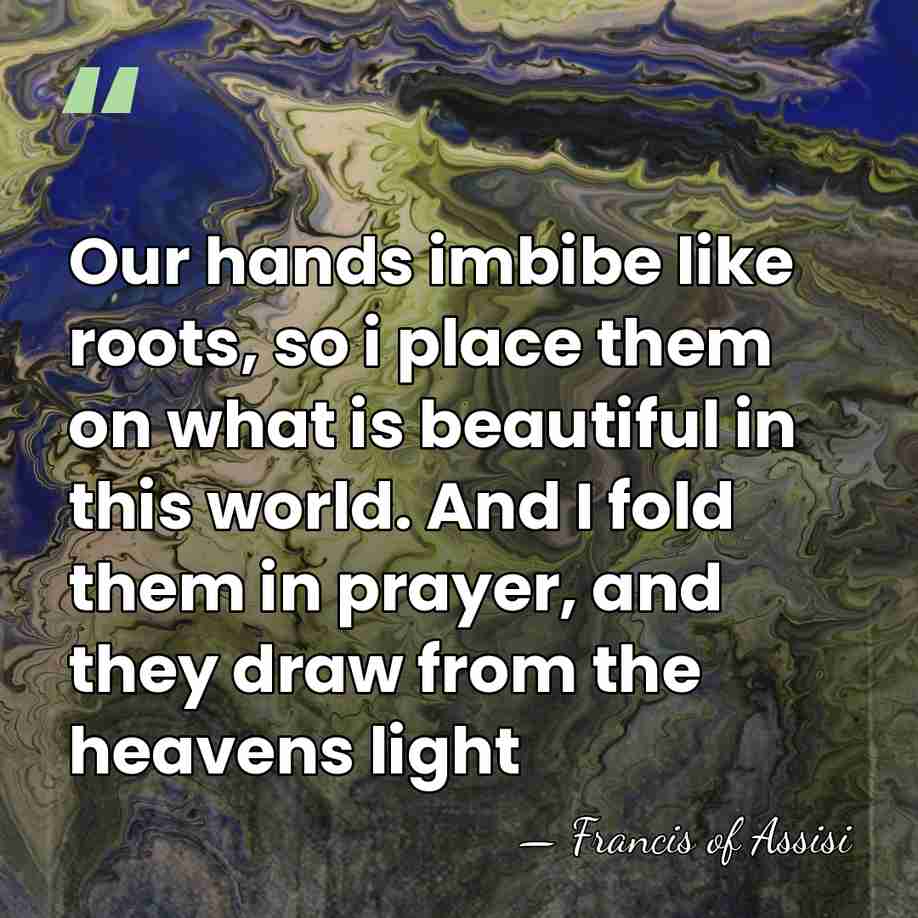 Our hands imbibe like roots, so i place them on what is&hellip; - Francis of Assisi