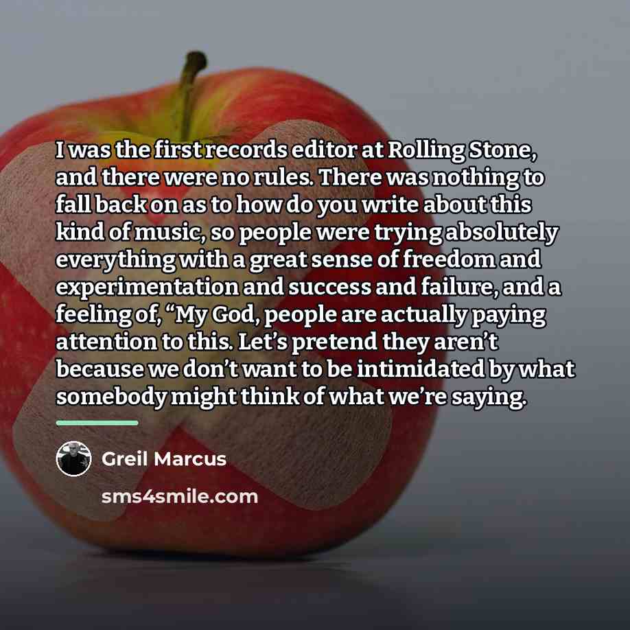 “I was the first records editor at Rolling Stone, and…” quote by Greil Marcus
