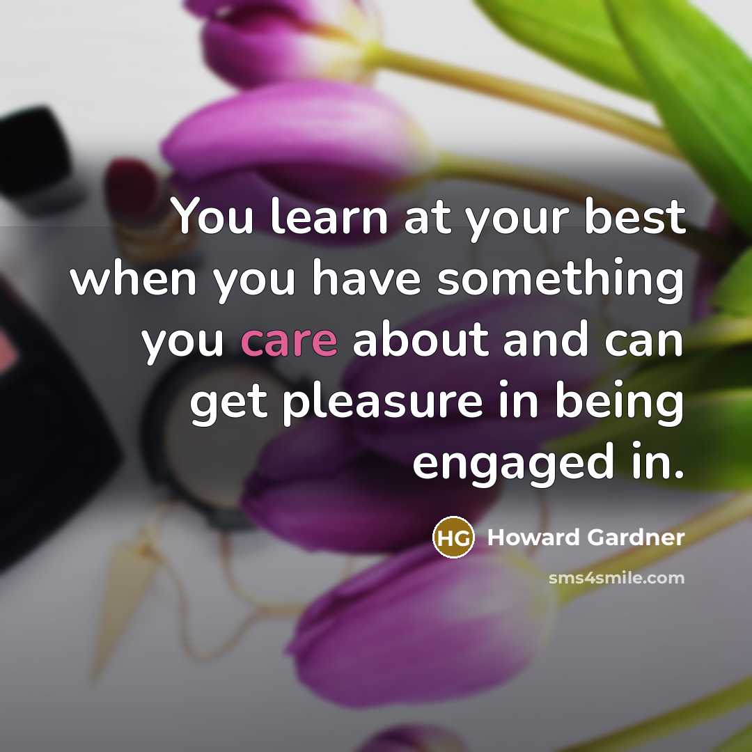 “You learn at your best when you have something you…” quote by Howard Gardner