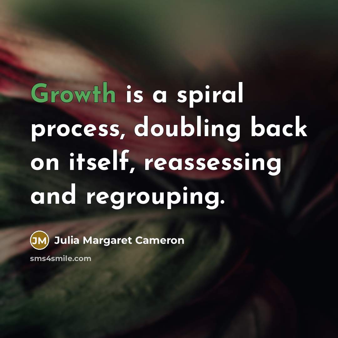 “Growth is a spiral process, doubling back on itself, reassessing…” quote by Julia Margaret Cameron