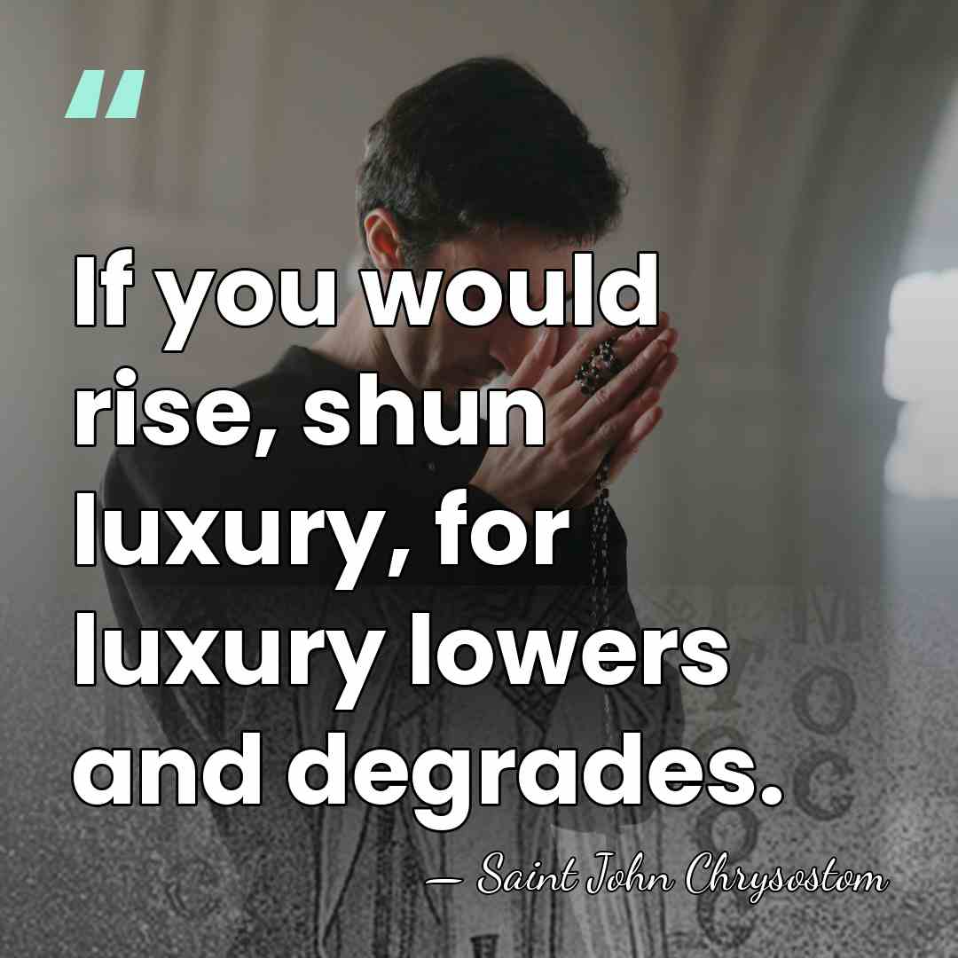 If you would rise, shun luxury, for luxury lowers and degrades. - Saint John Chrysostom