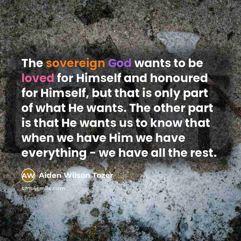“The sovereign God wants to be loved for Himself and…” quote by Aiden Wilson Tozer