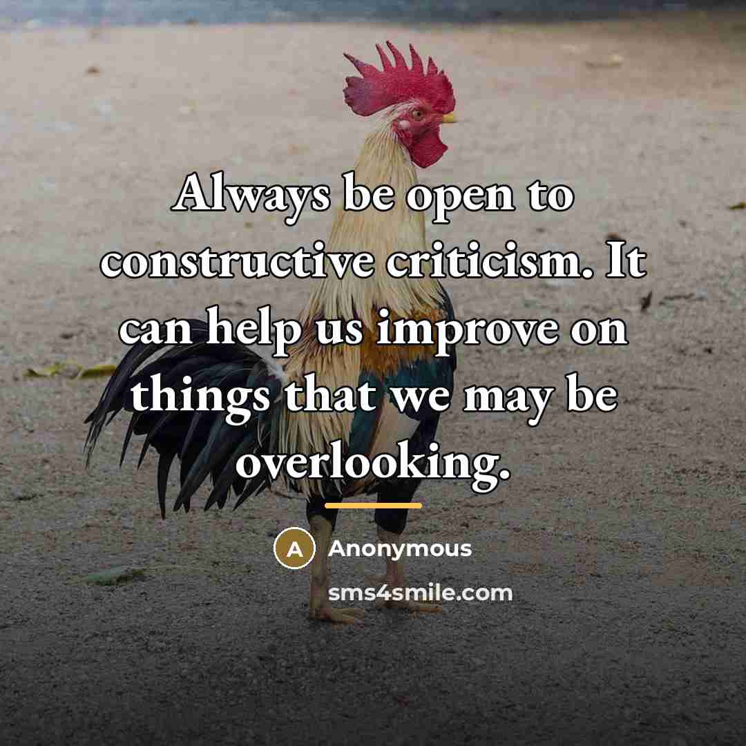 “Always be open to constructive criticism. It can help us…” quote by Anonymous