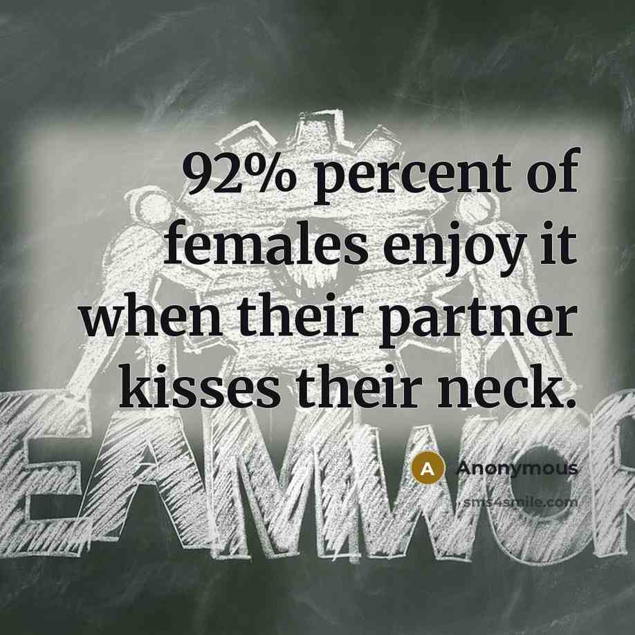 “92% percent of females enjoy it when their partner kisses…” quote by Anonymous