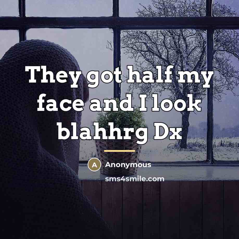 “They got half my face and I look blahhrg Dx…” quote by Anonymous