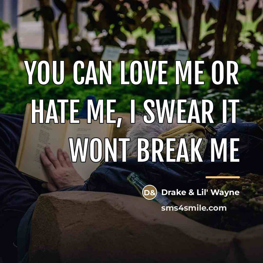 “You can love me or hate me, I swear it…” quote by Drake & Lil' Wayne