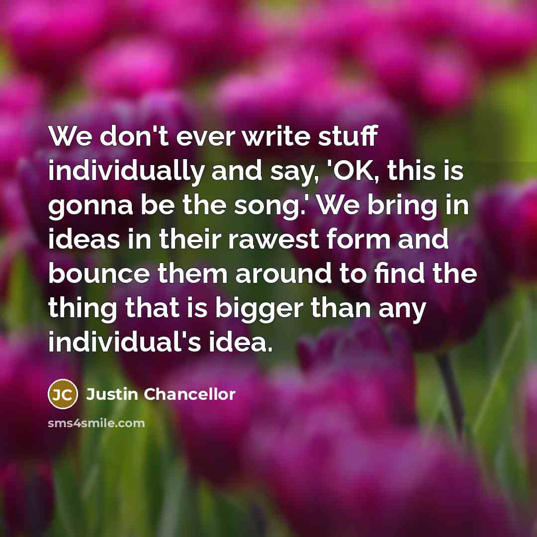 “We don't ever write stuff individually and say, 'OK, this…” quote by Justin Chancellor