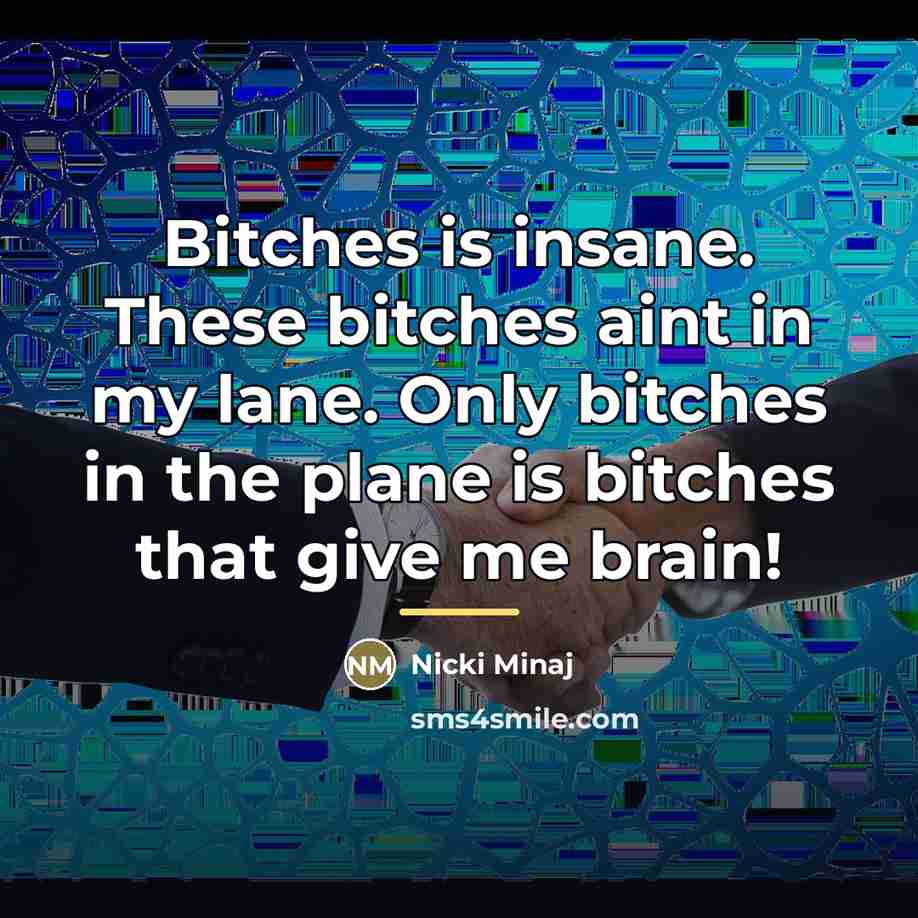 “Bitches is insane. These bitches aint in my lane. Only…” quote by Nicki Minaj
