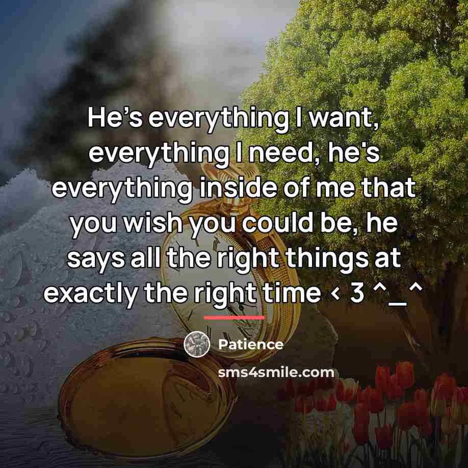 “He's everything I want, everything I need, he's everything inside…” quote by Patience