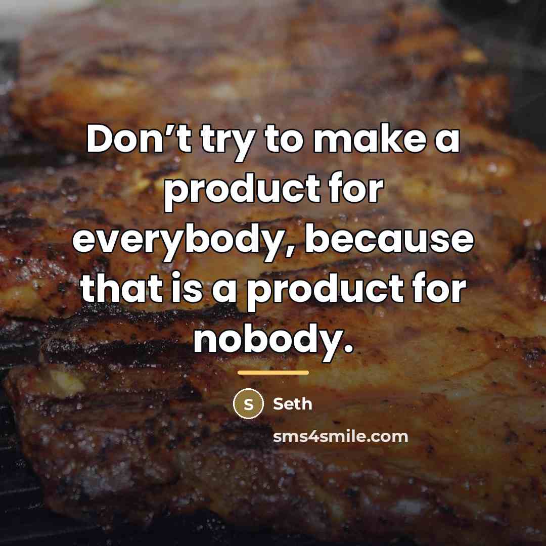 “Don’t try to make a product for everybody, because that…” quote by Seth