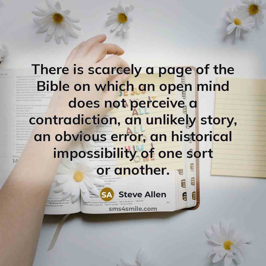 “There is scarcely a page of the Bible on which…” quote by Steve Allen