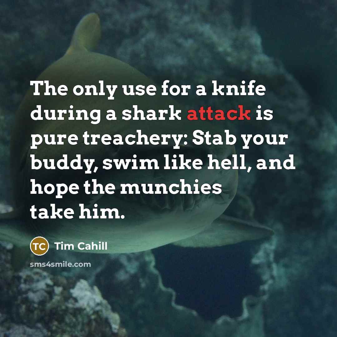 “The only use for a knife during a shark attack…” quote by Tim Cahill