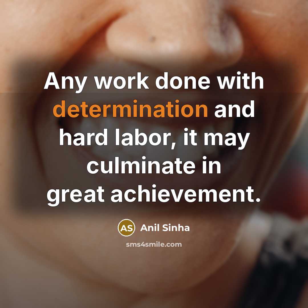 “Any work done with determination and hard labor, it may…” quote by Anil Sinha