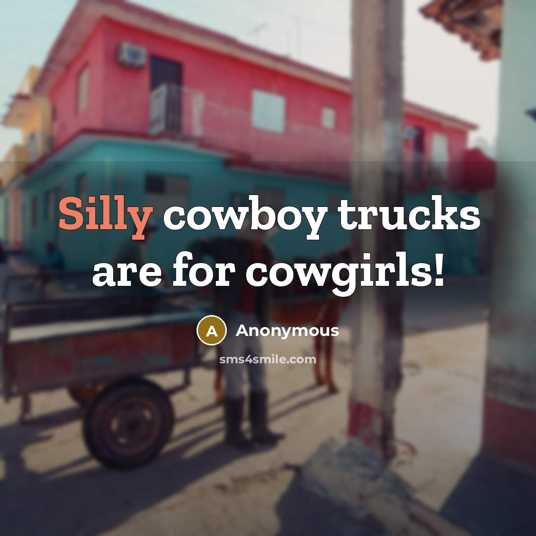 “Silly cowboy trucks are for cowgirls!…” quote by Anonymous