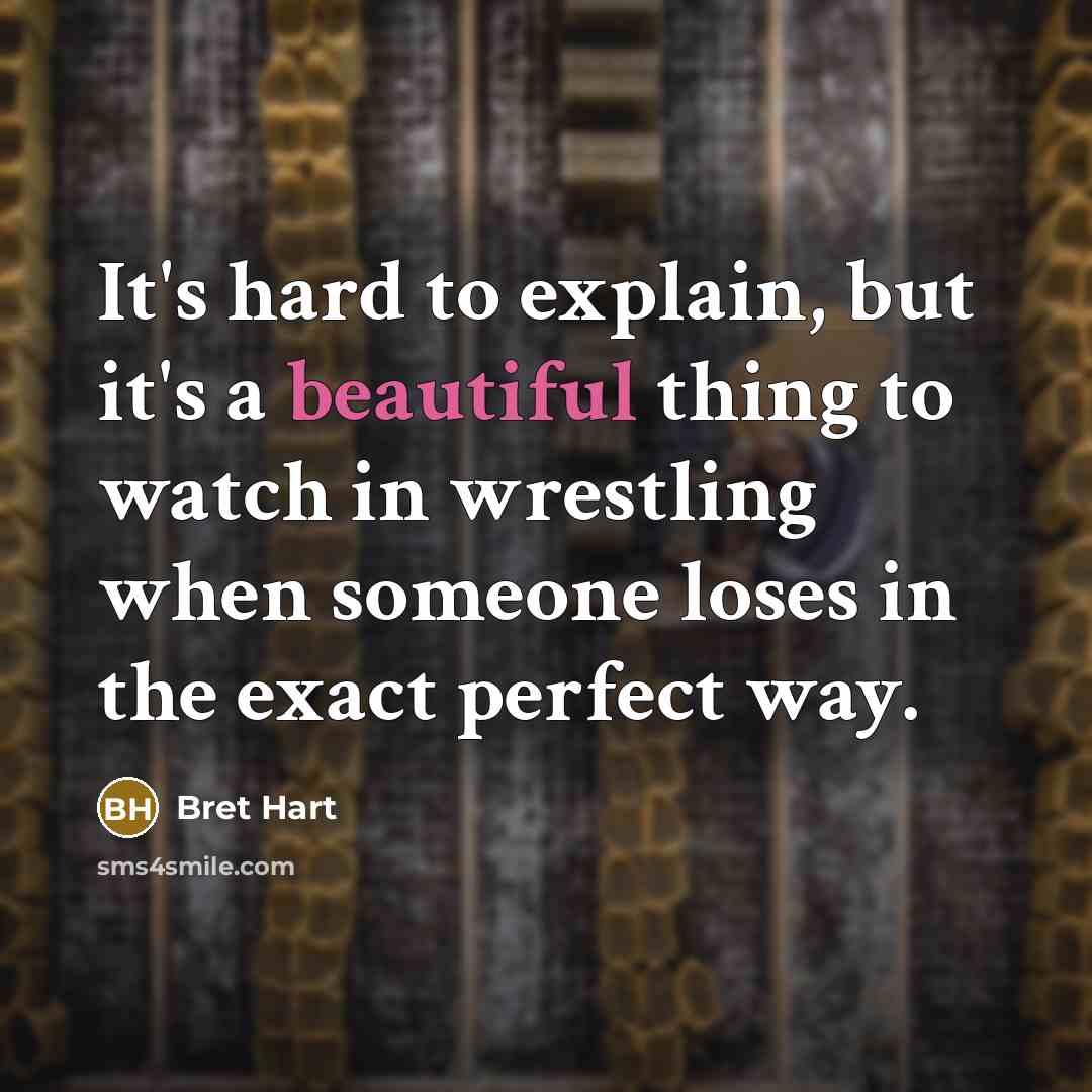 “It's hard to explain, but it's a beautiful thing to…” quote by Bret Hart