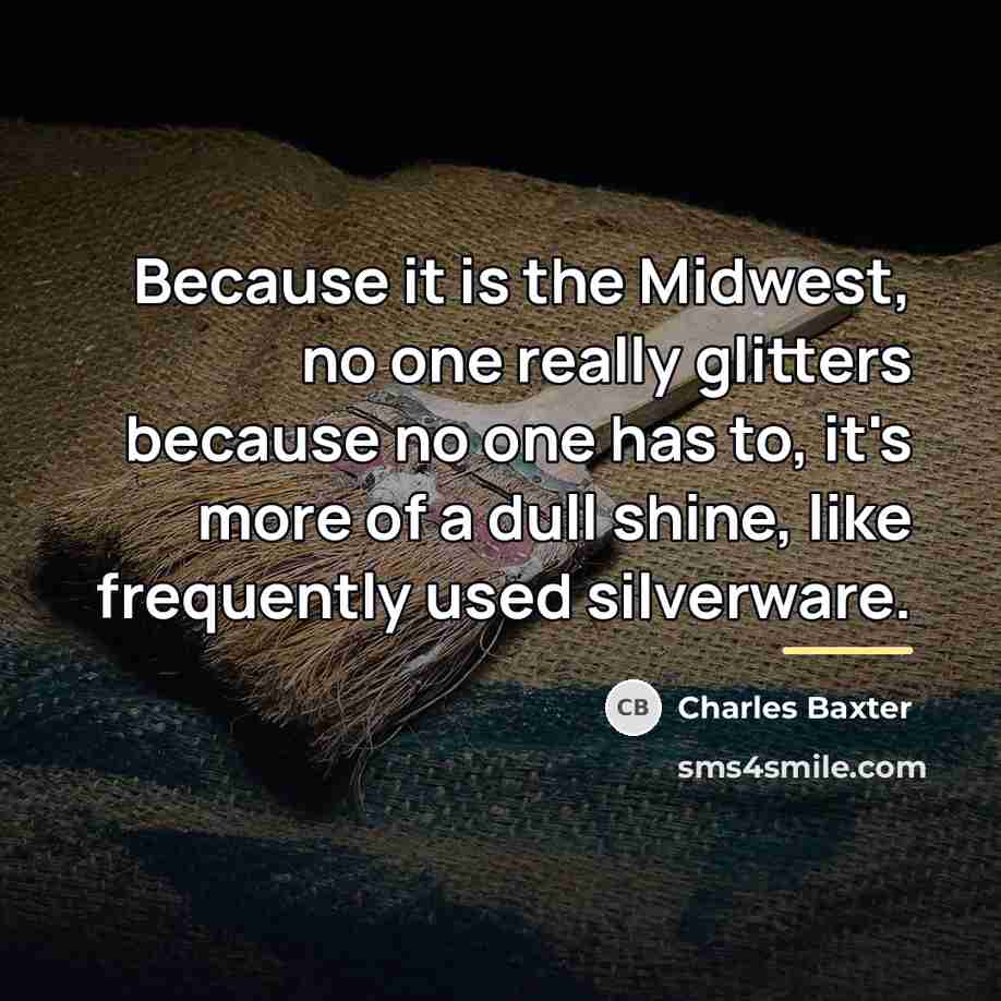 “Because it is the Midwest, no one really glitters because…” quote by Charles Baxter