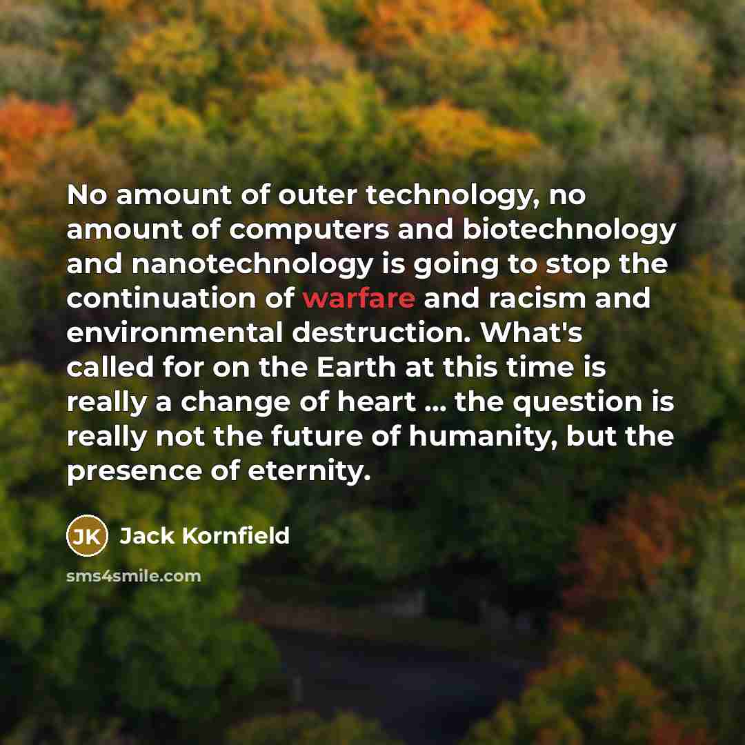 “No amount of outer technology, no amount of computers and…” quote by Jack Kornfield