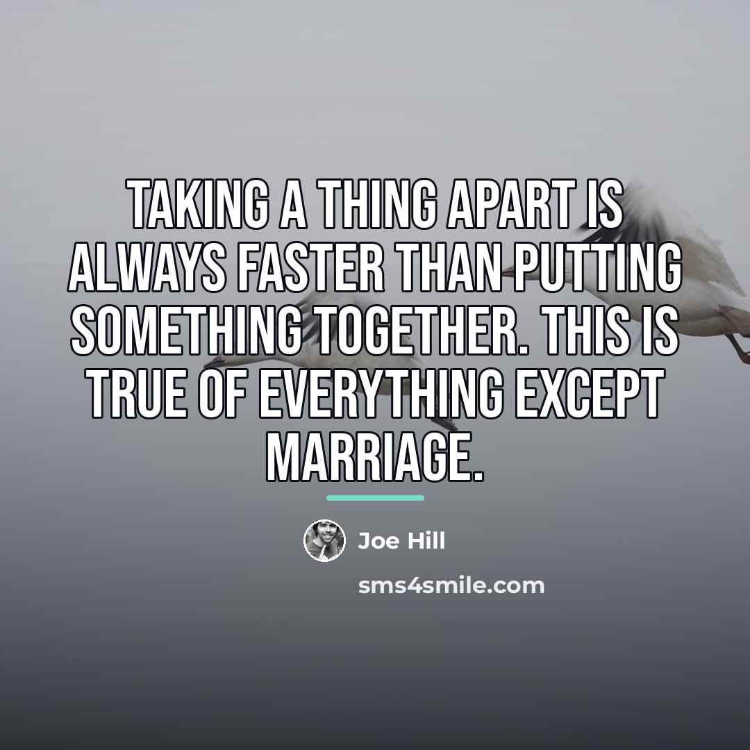 “Taking a thing apart is always faster than putting something…” quote by Joe Hill