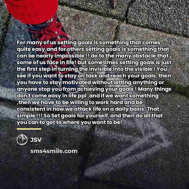 “For many of us setting goals is something that comes…” quote by JSV