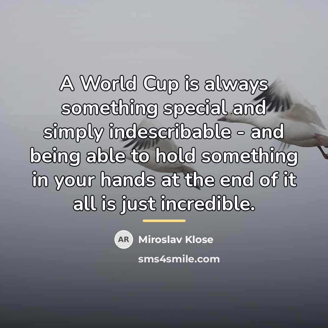 “A World Cup is always something special and simply indescribable…” quote by Miroslav Klose