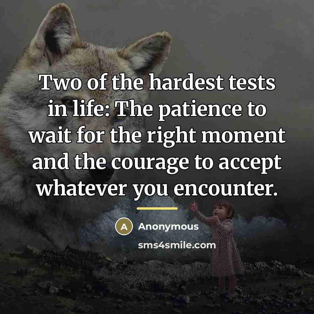 “Two of the hardest tests in life: The patience to…” quote by Anonymous