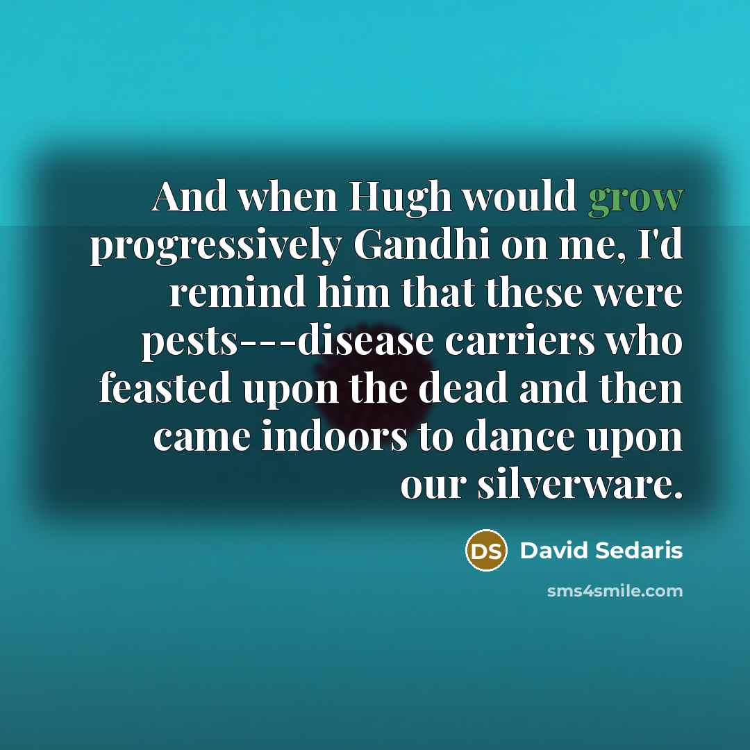 “And when Hugh would grow progressively Gandhi on me, I'd…” quote by David Sedaris