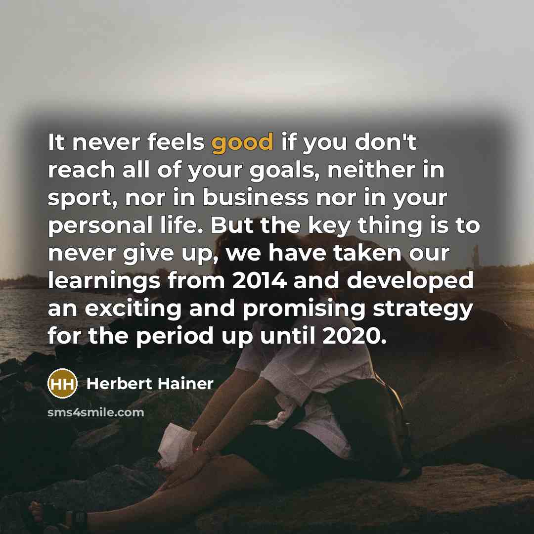 “It never feels good if you don't reach all of…” quote by Herbert Hainer