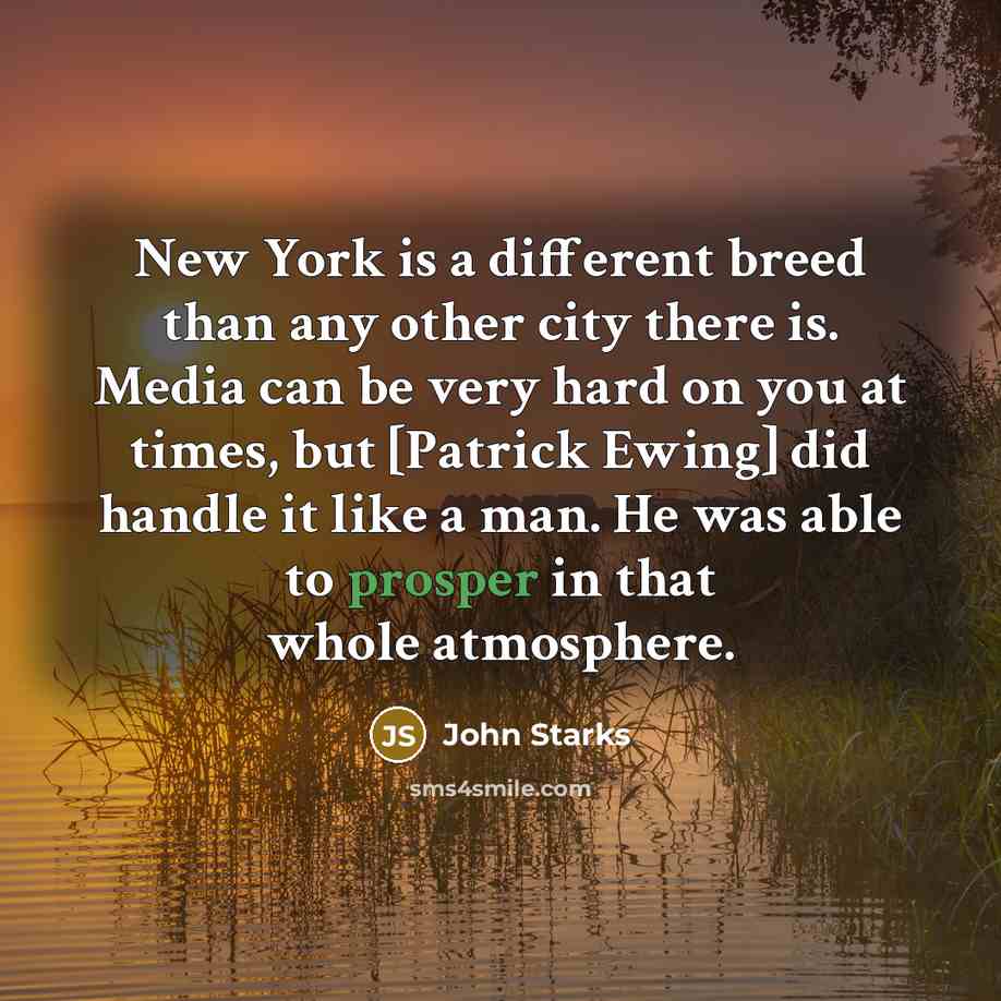 “New York is a different breed than any other city…” quote by John Starks