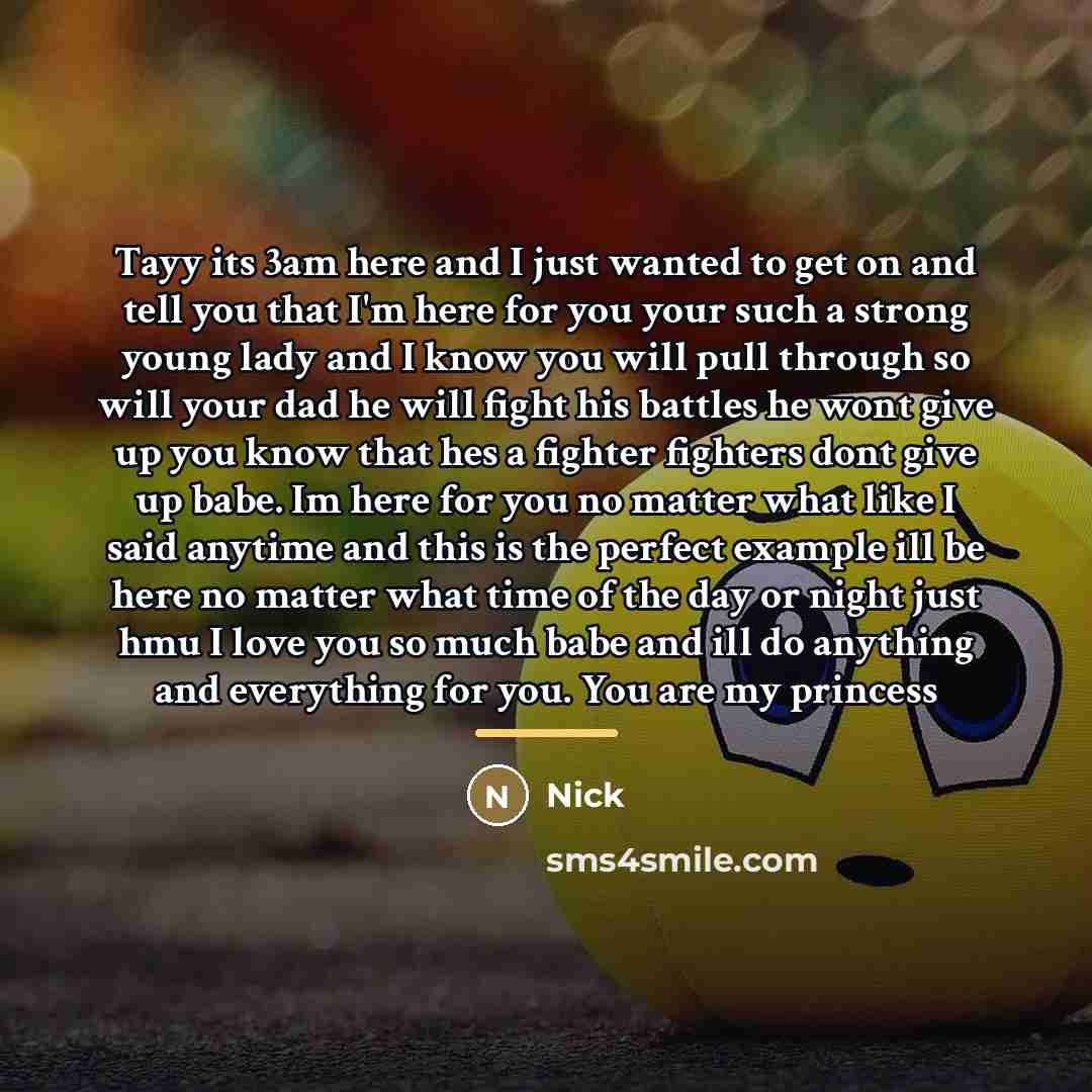 “Tayy its 3am here and I just wanted to get…” quote by Nick