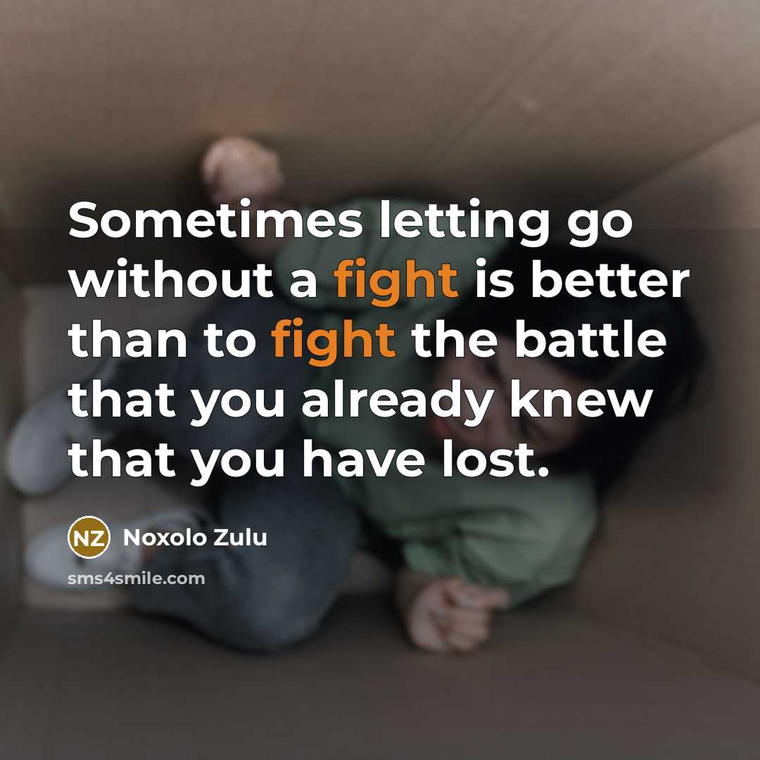 “Sometimes letting go without a fight is better than to…” quote by Noxolo Zulu