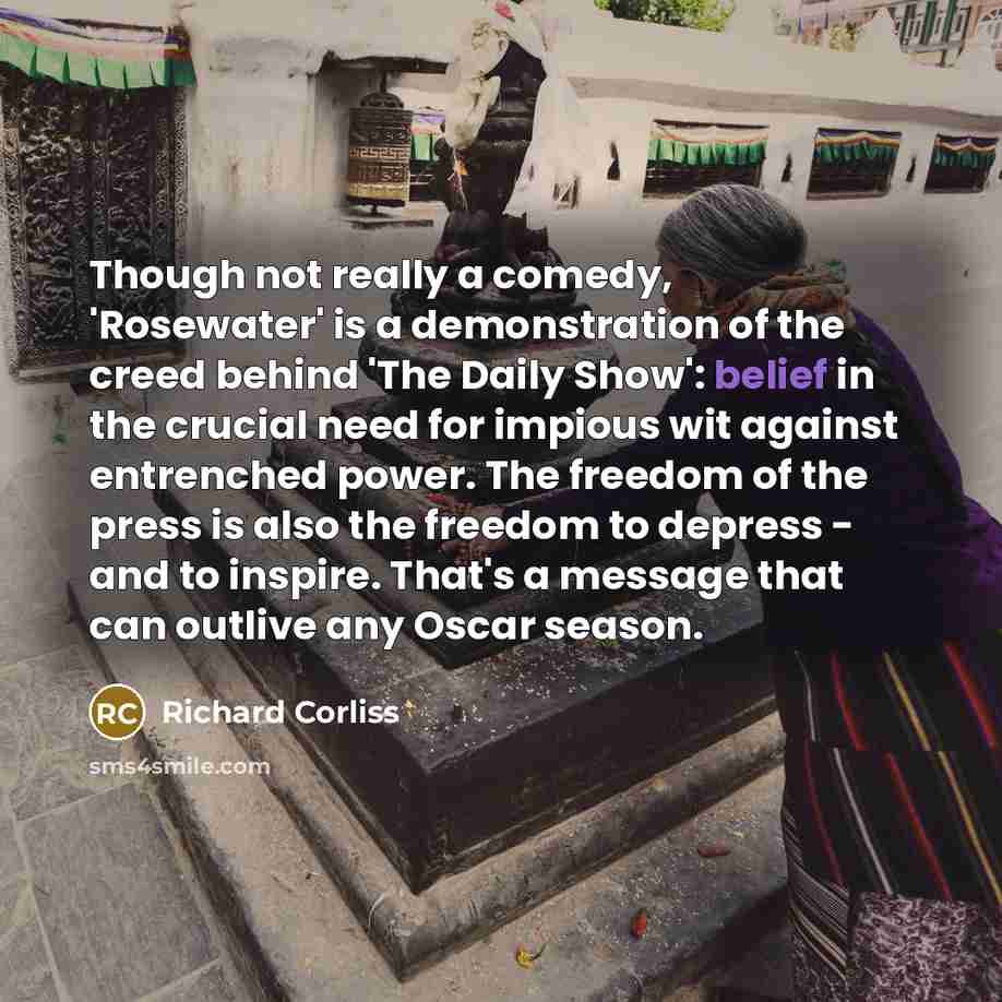 “Though not really a comedy, 'Rosewater' is a demonstration of…” quote by Richard Corliss