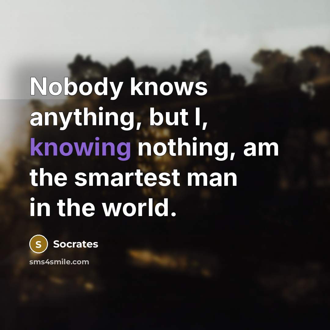 “Nobody knows anything, but I, knowing nothing, am the smartest…” quote by Socrates