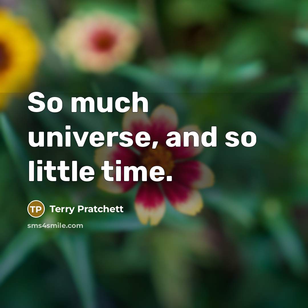 “So much universe, and so little time.” quote by Terry Pratchett