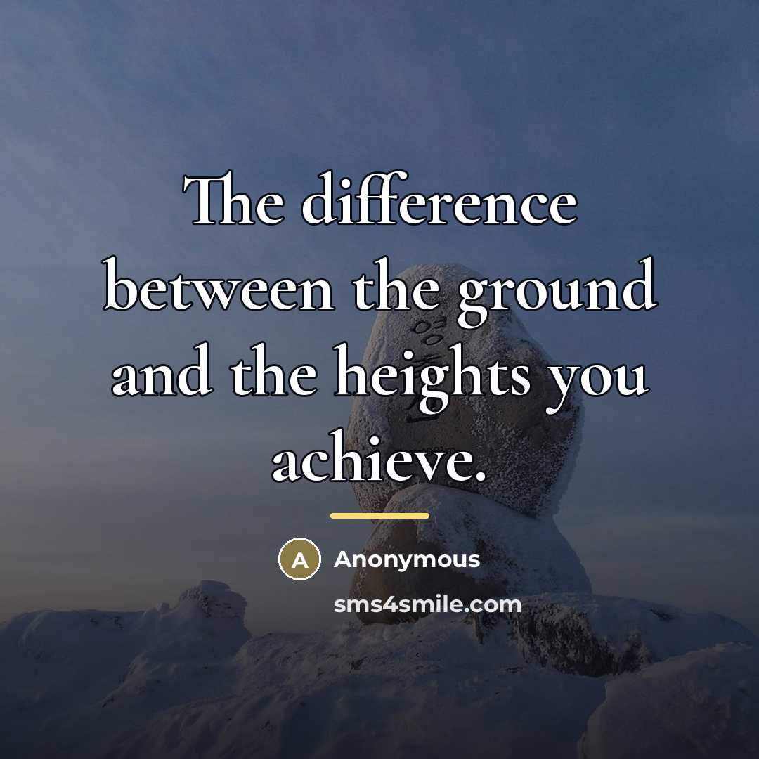 “The difference between the ground and the heights you achieve.…” quote by Anonymous