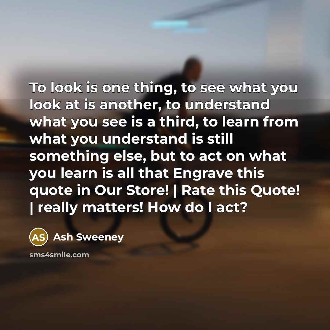 “To look is one thing, to see what you look…” quote by Ash Sweeney