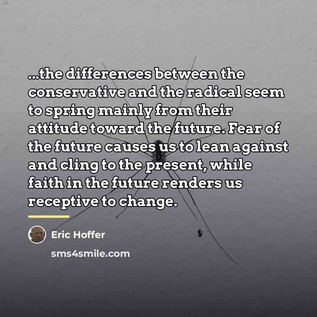 “...the differences between the conservative and the radical seem to…” quote by Eric Hoffer
