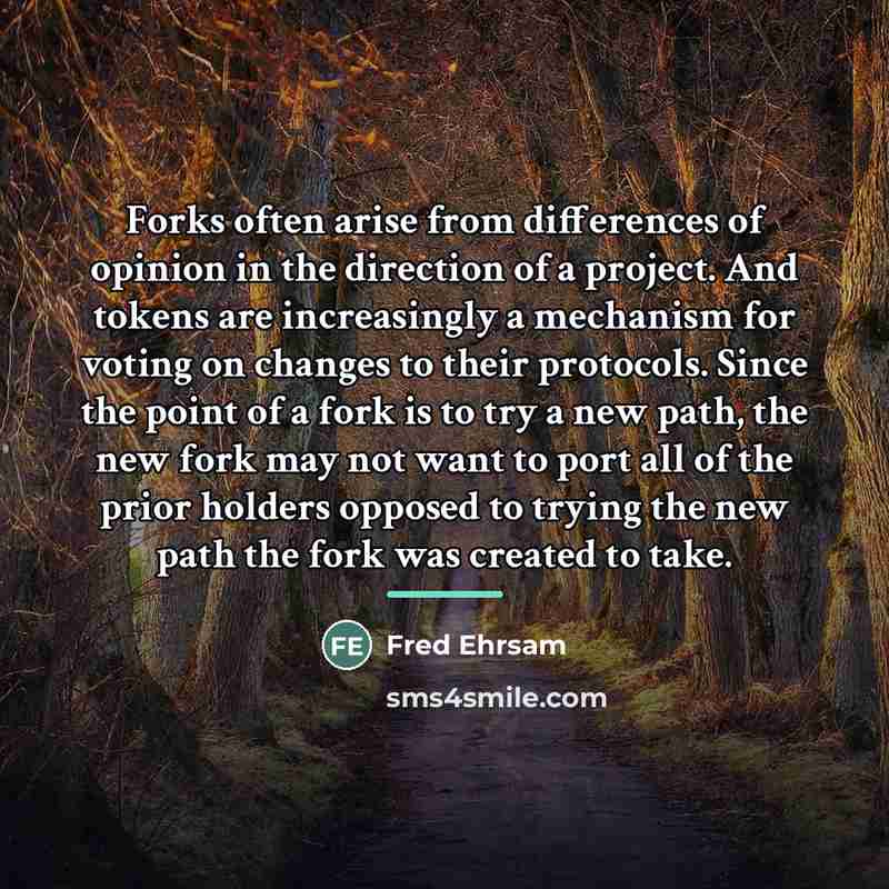 “Forks often arise from differences of opinion in the direction…” quote by Fred Ehrsam