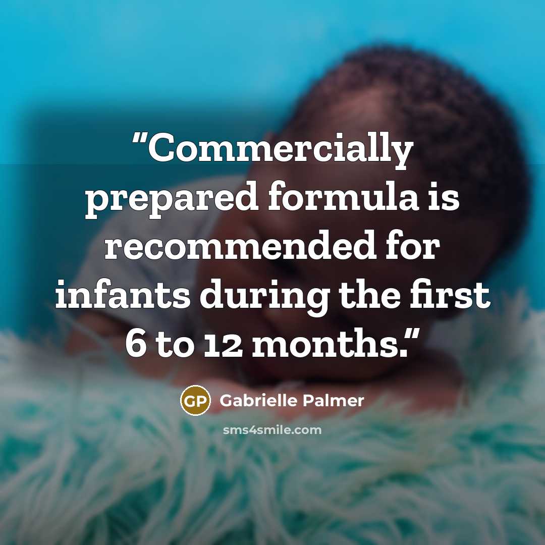 “Commercially prepared formula is recommended for infants during the first 6 to 12 months.” quote by Gabrielle Palmer
