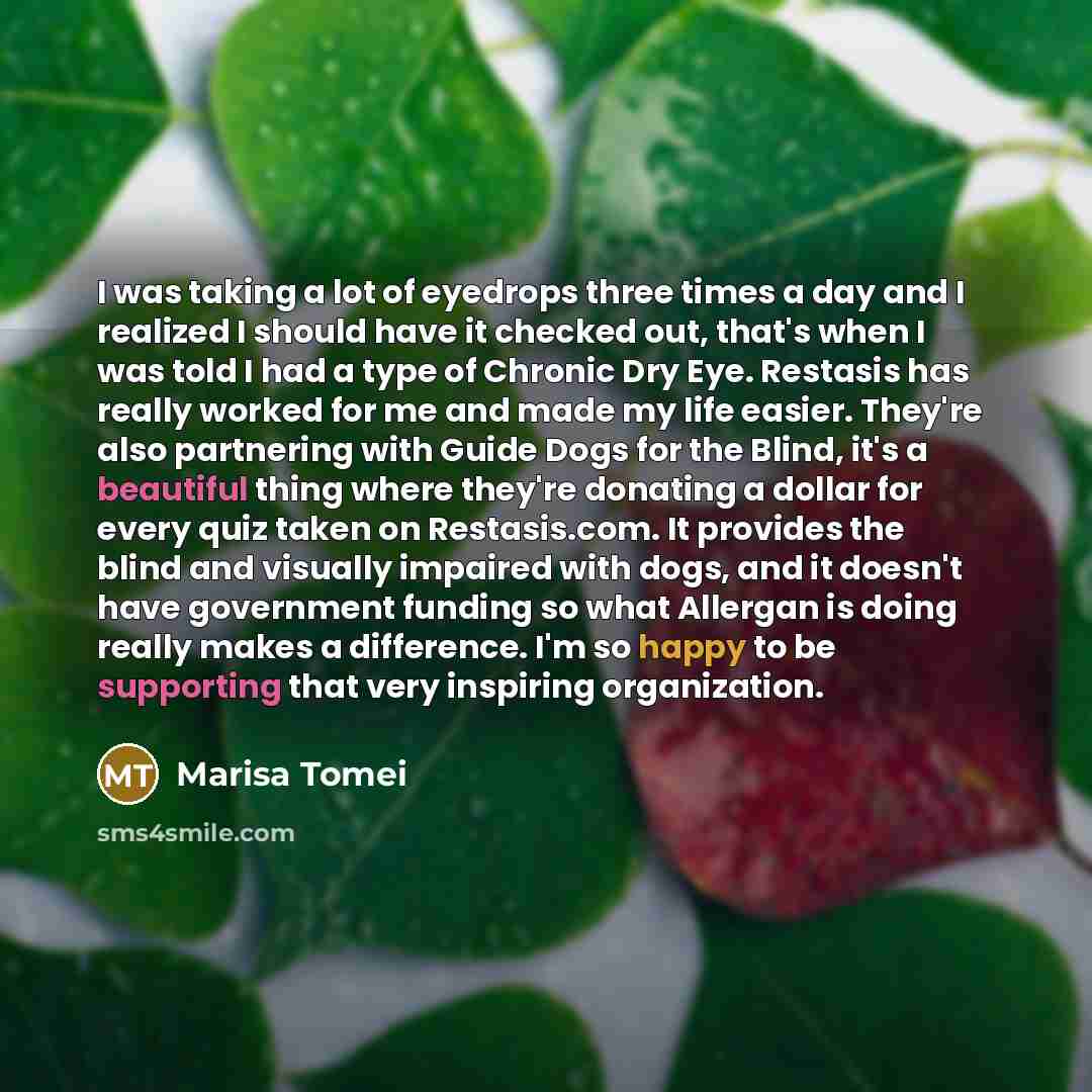 “I was taking a lot of eyedrops three times a…” quote by Marisa Tomei