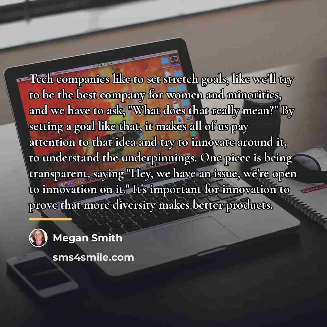 “Tech companies like to set stretch goals, like we'll try…” quote by Megan Smith