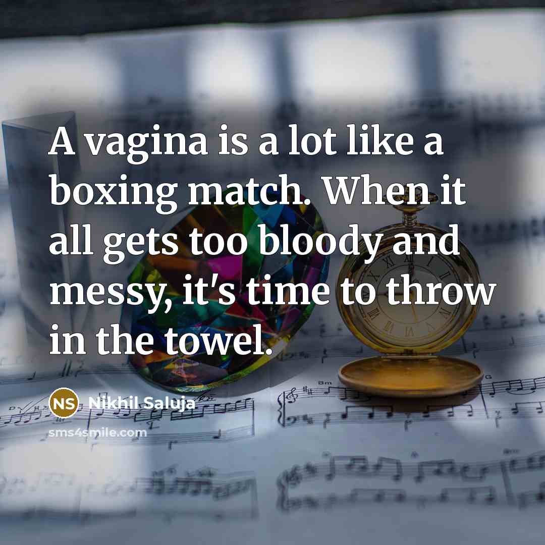 “A vagina is a lot like a boxing match. When…” quote by Nikhil Saluja