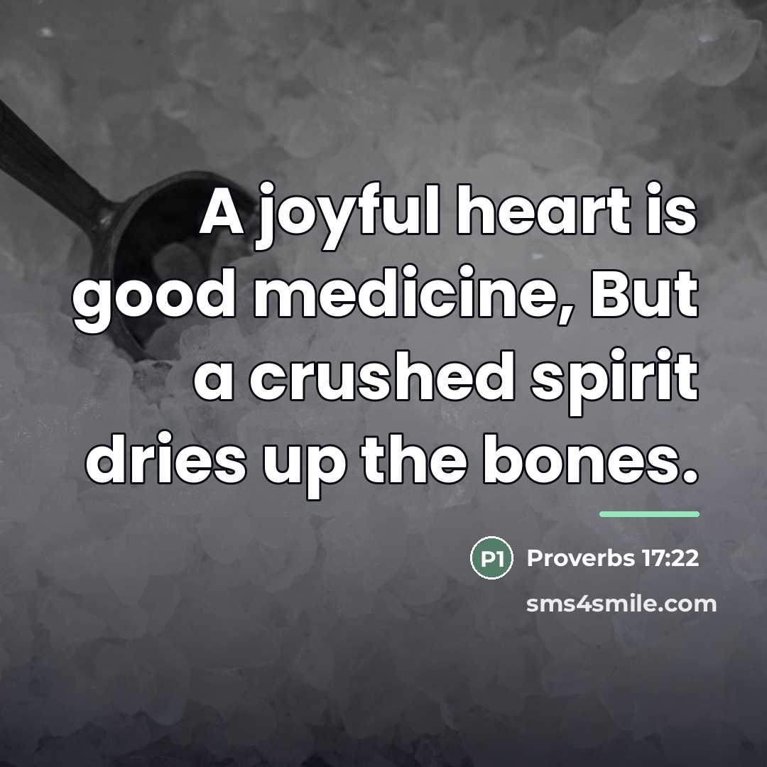“A joyful heart is good medicine, But a crushed spirit…” quote by Proverbs 17:22