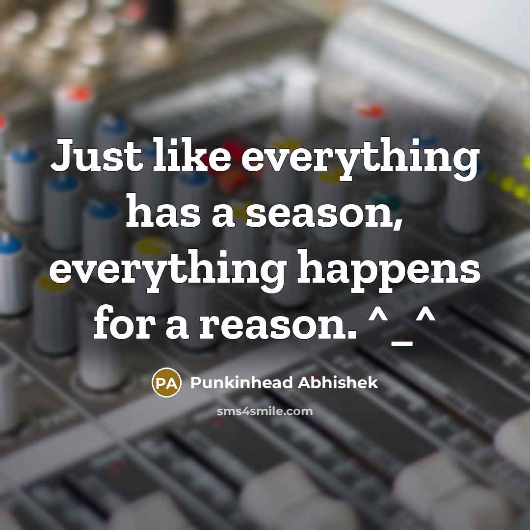 “Just like everything has a season, everything happens for a…” quote by Punkinhead Abhishek