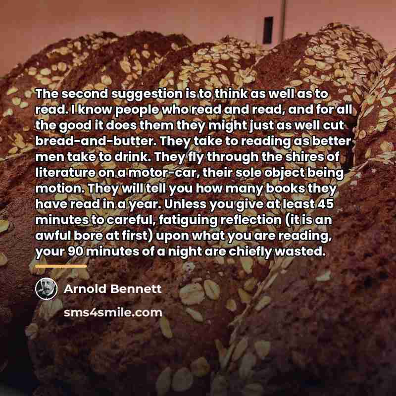 “The second suggestion is to think as well as to…” quote by Arnold Bennett