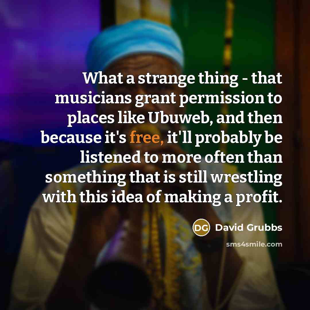 “What a strange thing - that musicians grant permission to…” quote by David Grubbs