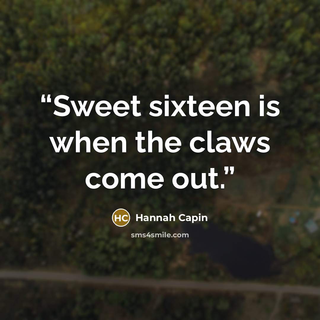 “Sweet sixteen is when the claws come out.” quote by Hannah Capin
