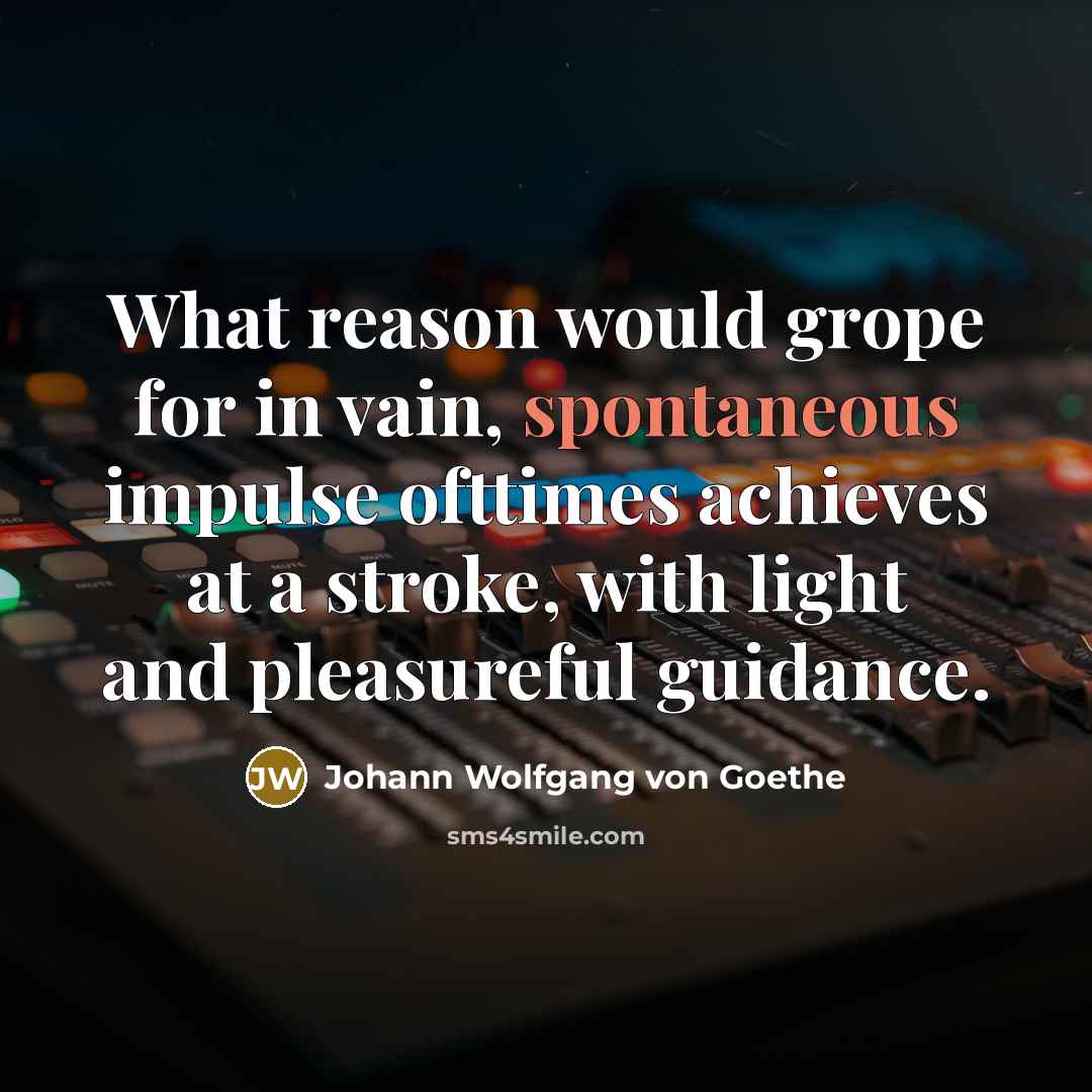 “What reason would grope for in vain, spontaneous impulse ofttimes…” quote by Johann Wolfgang von Goethe
