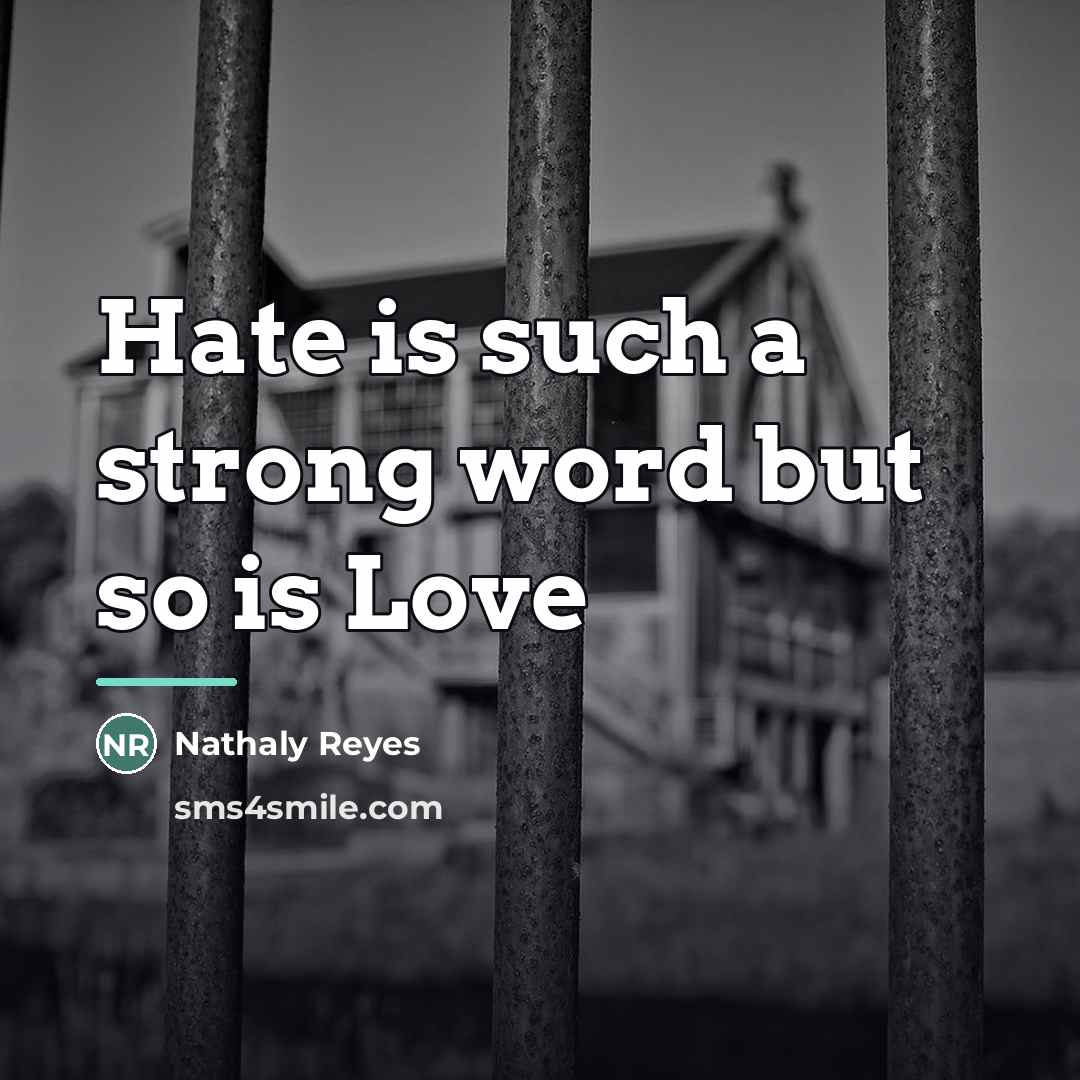 “Hate is such a strong word but so is Love…” quote by Nathaly Reyes