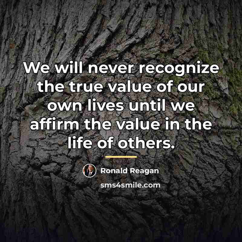 “We will never recognize the true value of our own…” quote by Ronald Reagan